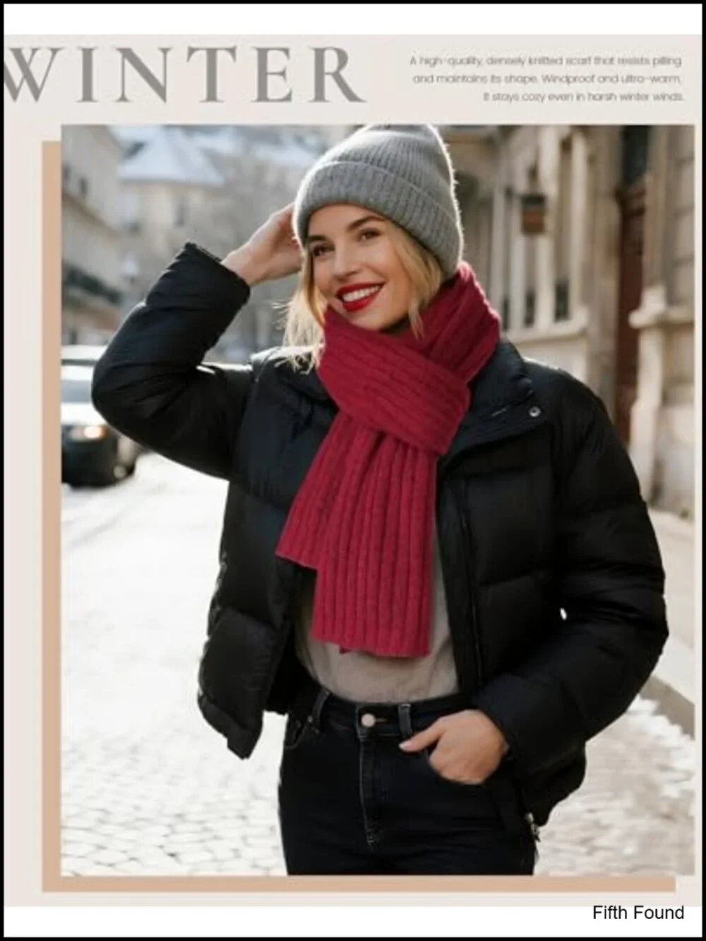 Polyester Blend Winter Scarf Women Cozy Warm Knit Cold Weather Scarf